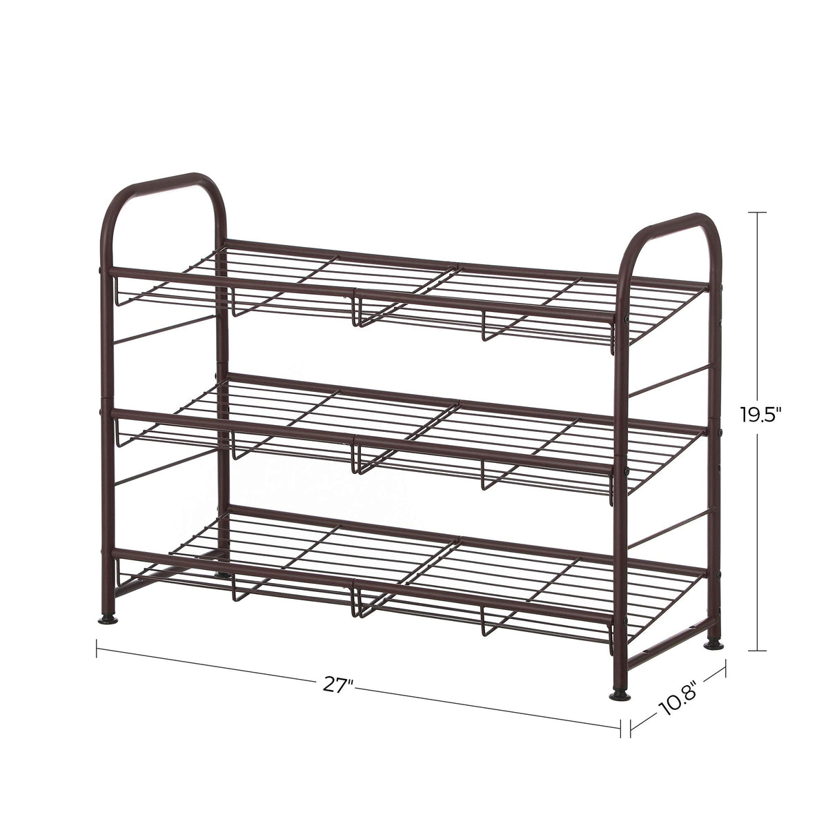SONGMICS 3-tier bronze shoe rack entryway organization in foyer.