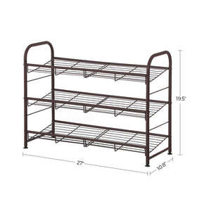 SONGMICS 3-tier bronze shoe rack entryway organization in foyer.