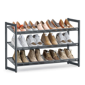 SONGMICS 3-tier rack with flat and angled shelves for easy shoe access
