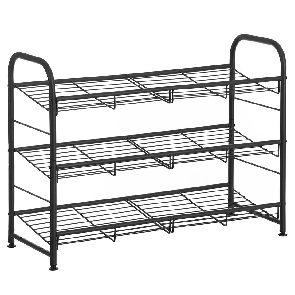 SONGMICS three-tier shoe rack front view for an organized entryway.