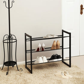 Songmics 3-tier shoe rack front view—optimized for easy sneaker organization.
