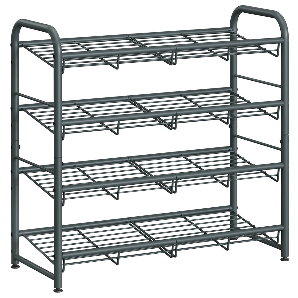 Songmics 4-tier metal shoe rack on sturdy frame for neat closet storage
