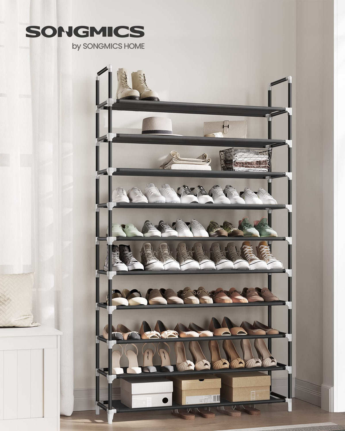 SONGMICS dual 5-tier setup for room-specific organization.