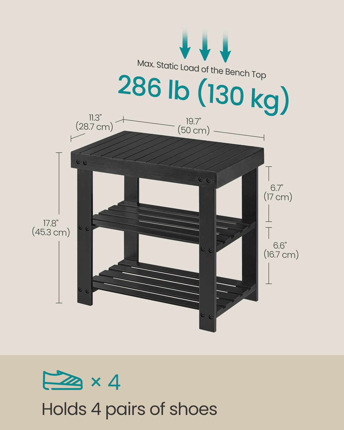 SONGMICS dimensions image highlights compact footprint for narrow hallways
