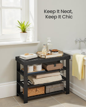 SONGMICS shoe rack bench entryway setup helps keep your foyer organized.