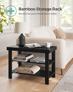 SONGMICS shoe rack bench in bedroom helping organize footwear