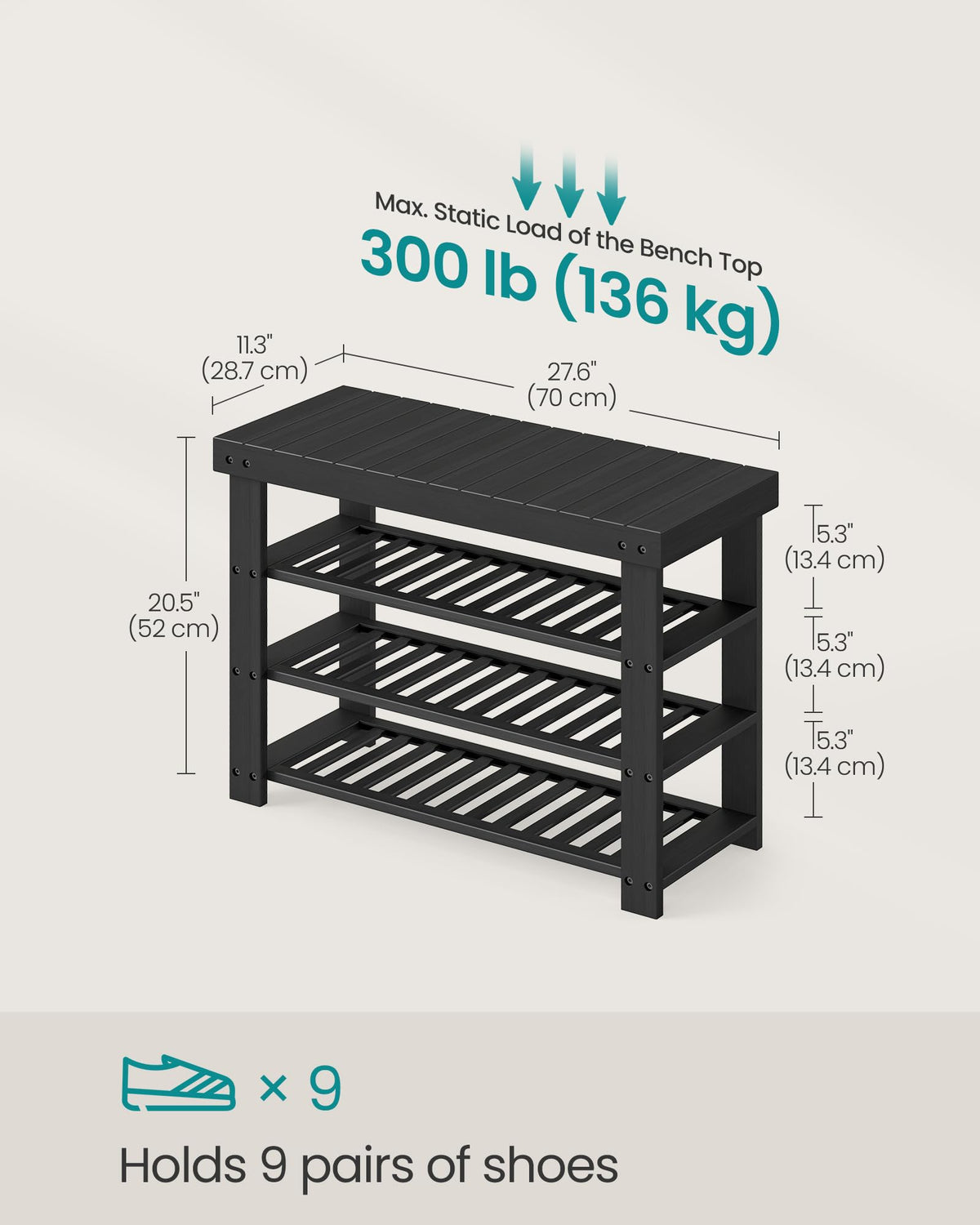 SONGMICS shoe rack bench living room side table doubles as a compact surface.