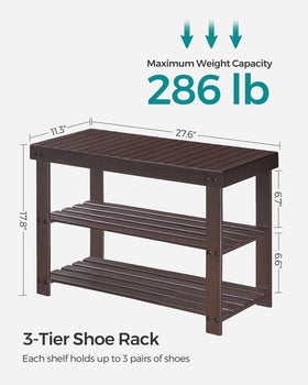 SONGMICS shoe rack bench side view showing sturdy construction.
