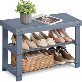 SONGMICS shoe rack bench top panel offers convenient surface for bags and essentials.