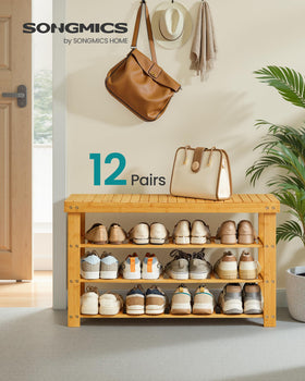 Songmics shoe rack bench top surface used for bags and daily grab-and-go items
