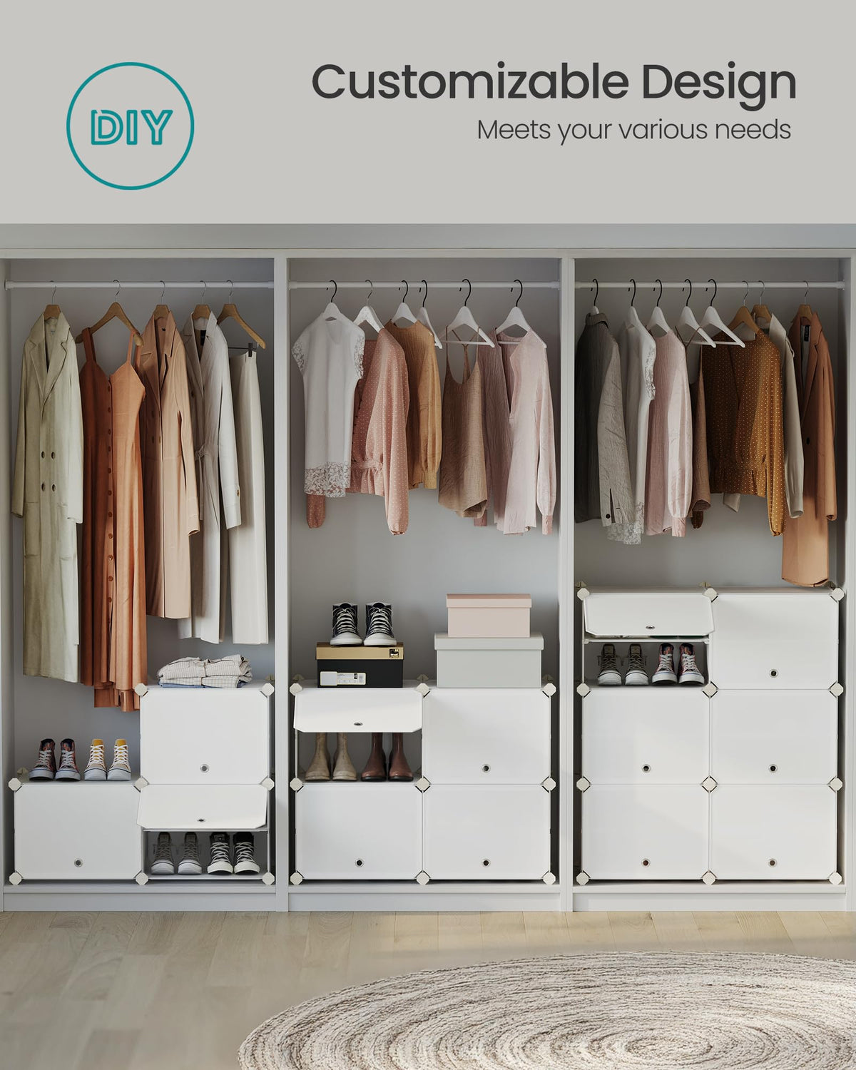Songmics 8-tier rack configured in hallway for versatile organization