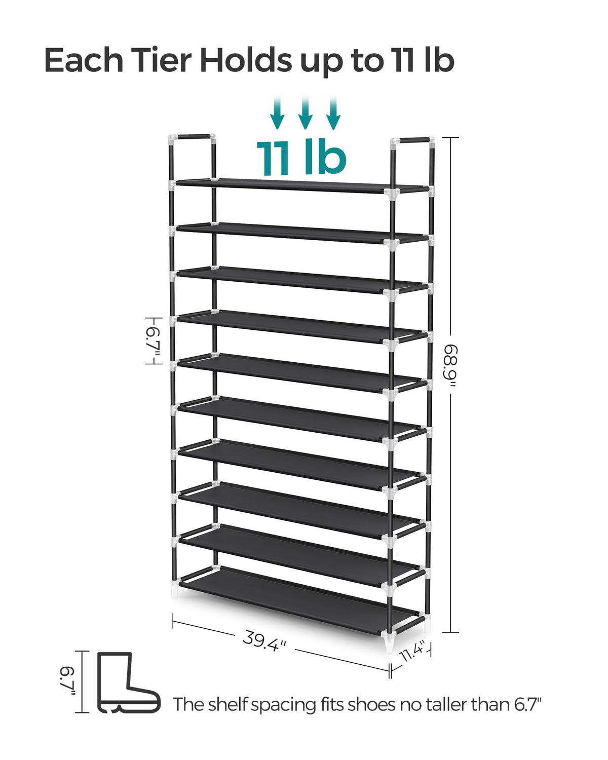 SONGMICS entryway organization in hallway with clear visibility.