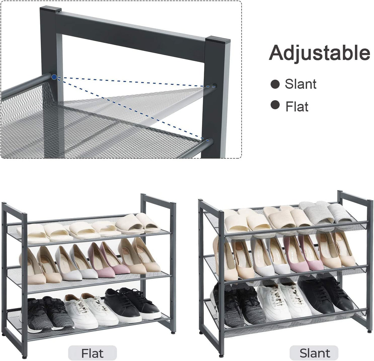 SONGMICS sturdy metal frame supports up to 22 lb per shelf