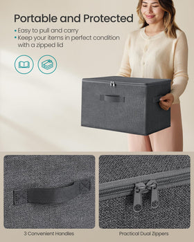 SONGMICS storage box with side handles for convenient carrying between rooms.