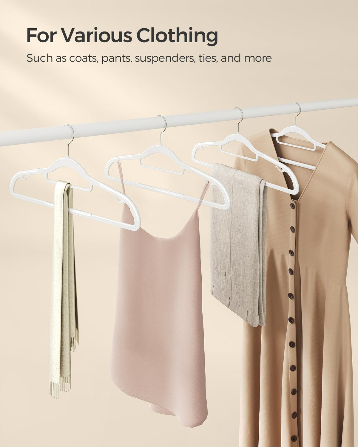 SONGMICS side hooks for thin-strap tops, enhancing closet versatility.