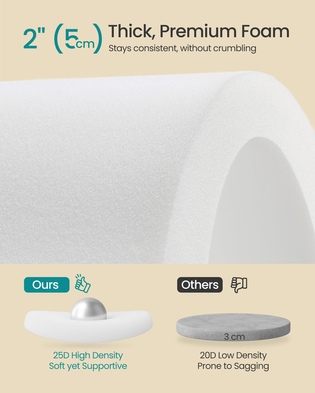 Songmics slate-gray fabric texture enhances durable, comfortable footrest.