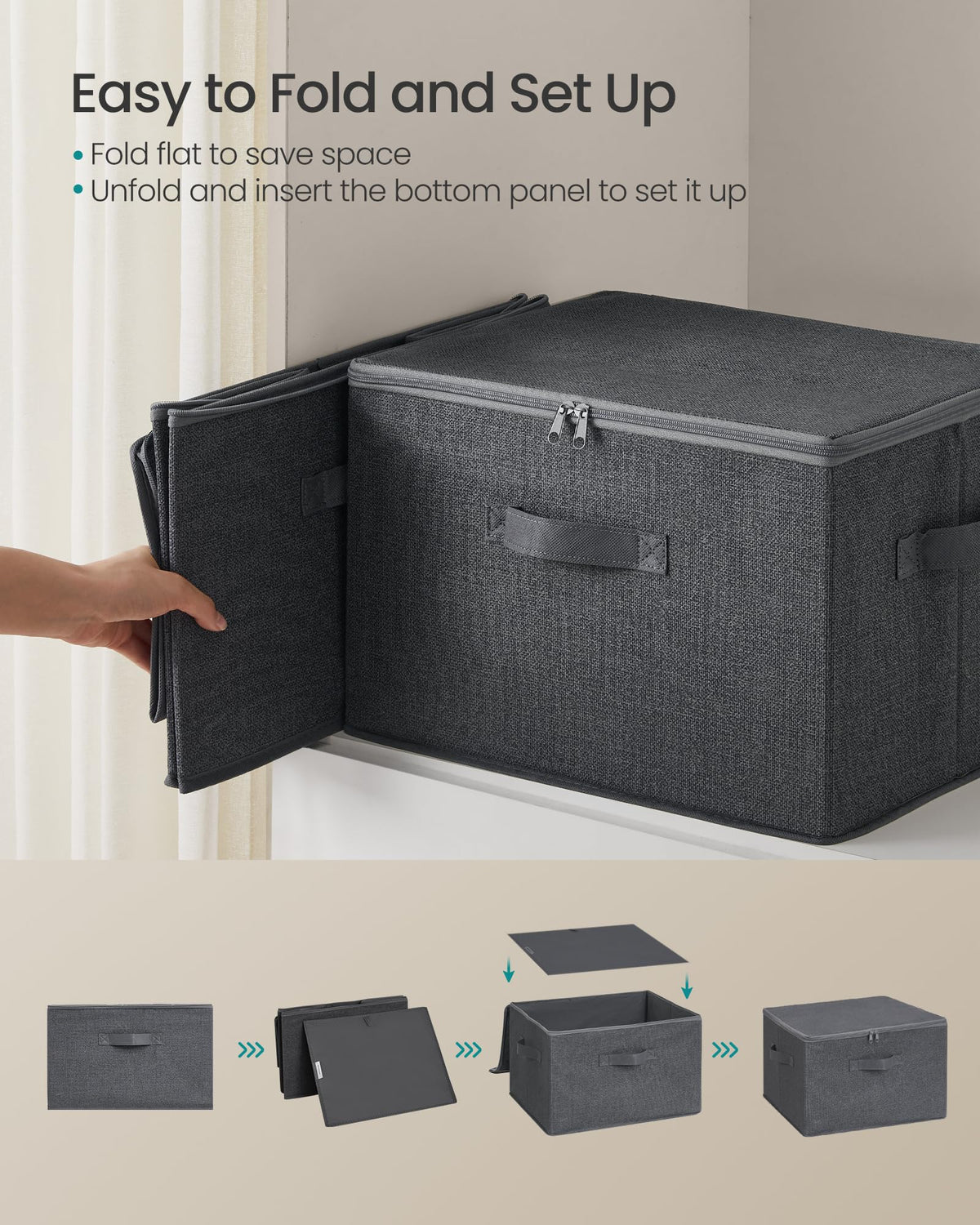 SONGMICS slate-gray non-woven fabric blends with home decor for a calm look.
