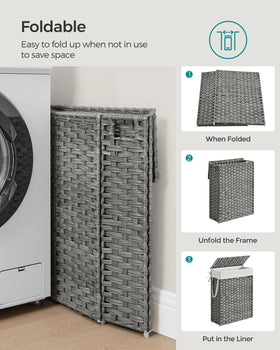 Songmics Slim Laundry Hamper floor-friendly feet protect floors during transport.