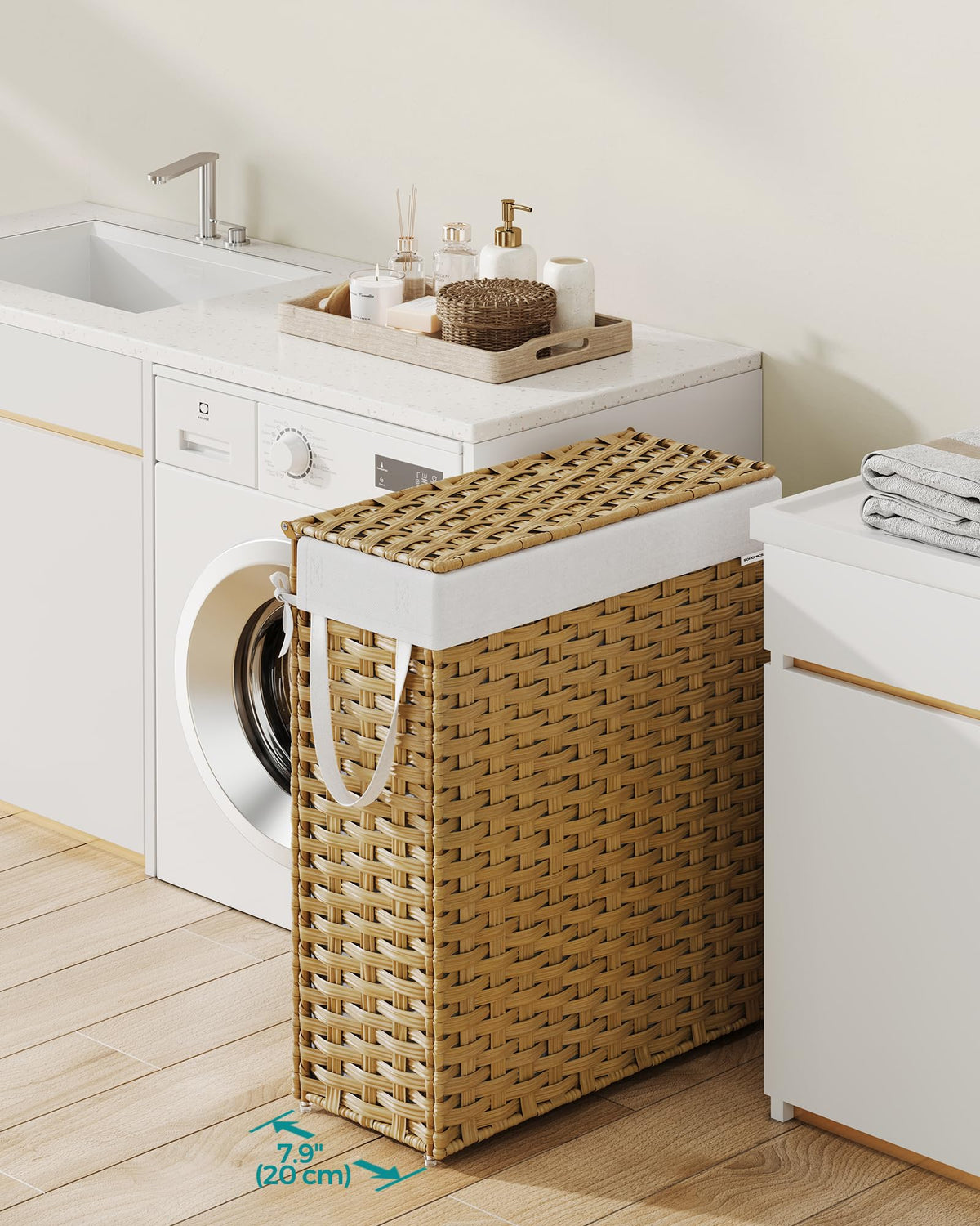 SongMics slim hamper removable liner for easy cleaning and hygiene