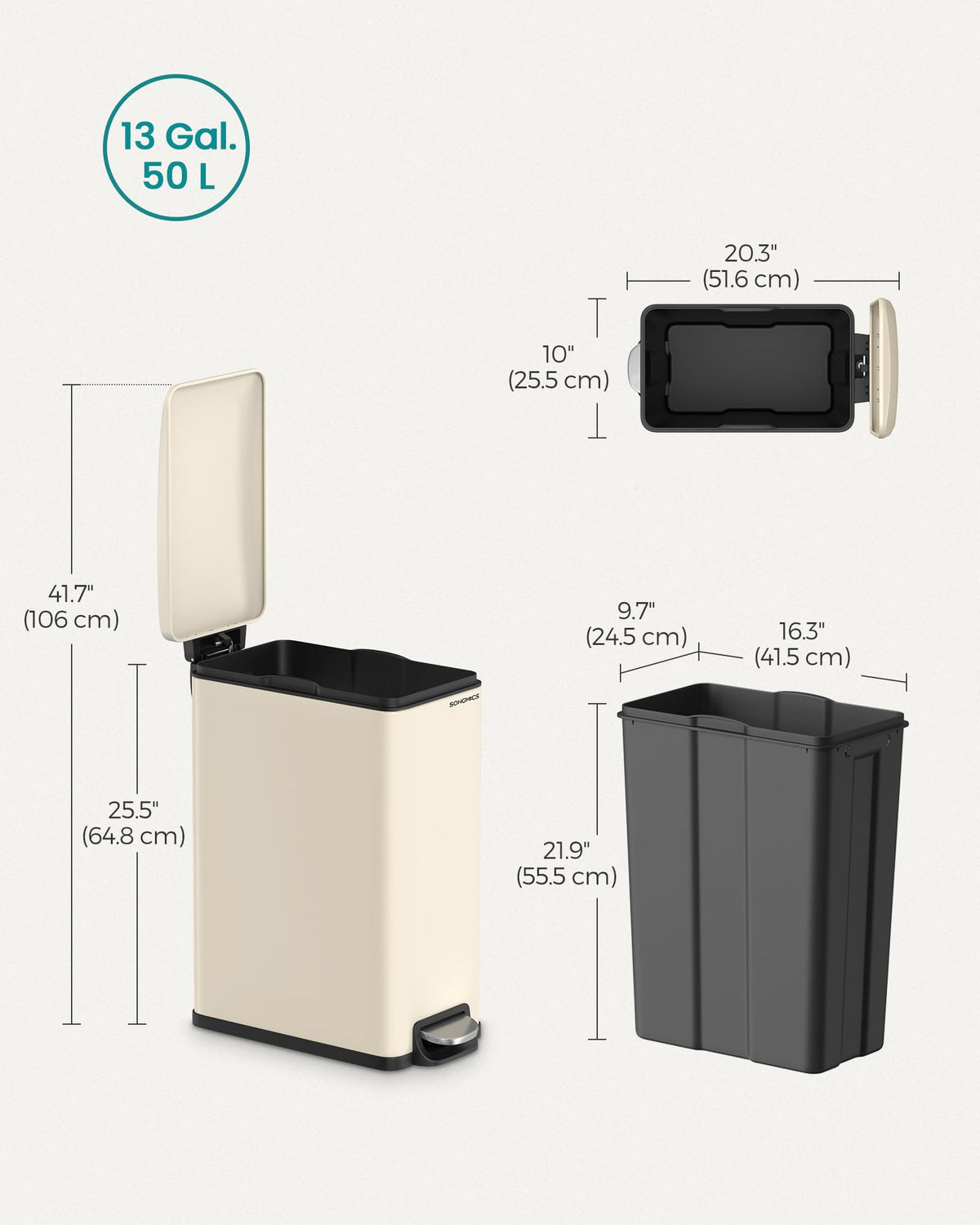 SongMics slim trash can metal pedal provides sturdy operation and lasting use.