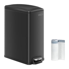 SONGMICS slim trash can with narrow-space design for tight kitchens and offices.