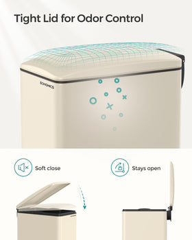SongMics slim trash can soft-close lid keeps odors contained in small spaces.