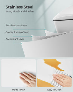 SONGMICS stainless steel white finish on a slim trash can