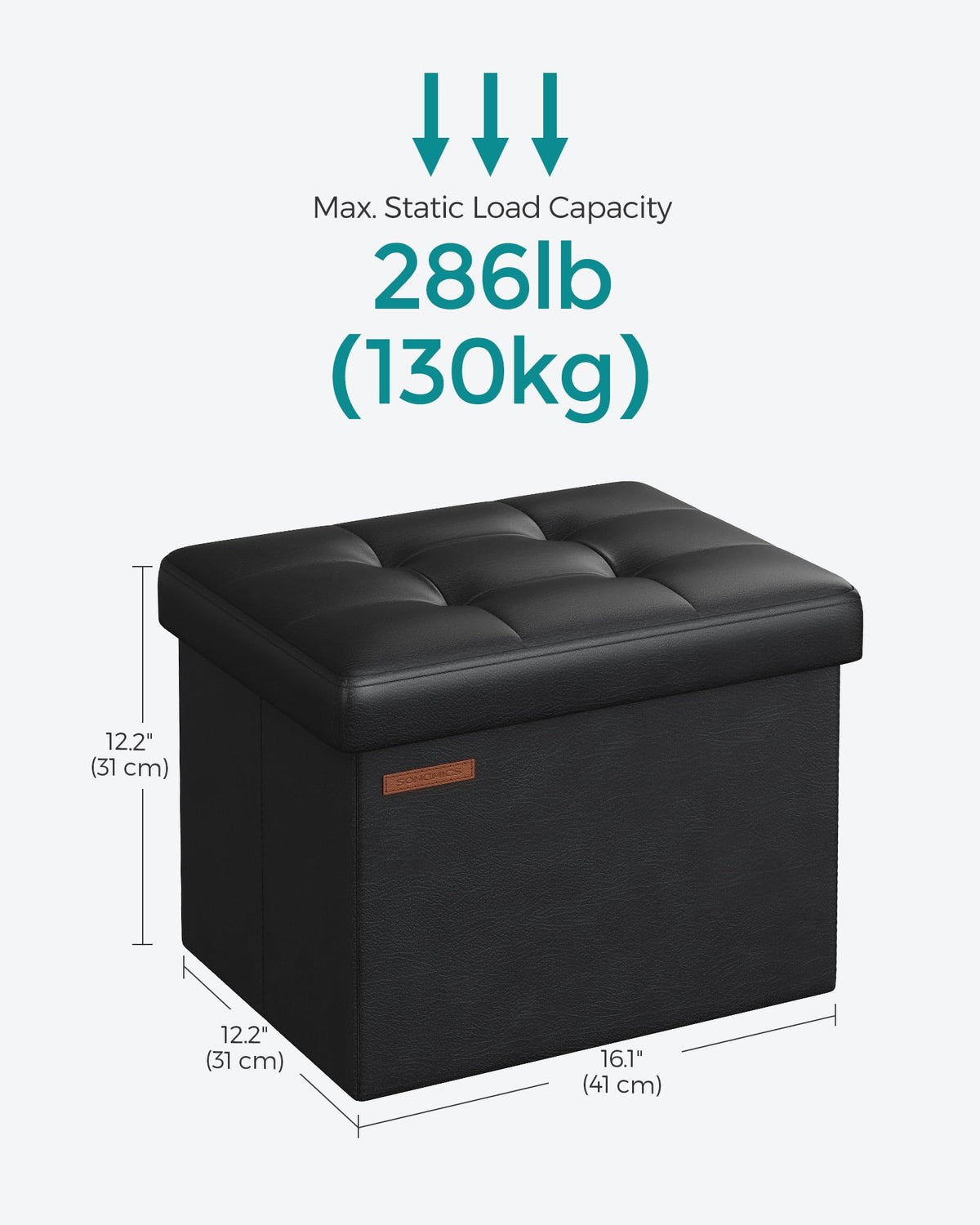 Songmics small folding storage ottoman folded under the bed saves space