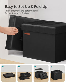 Songmics small folding storage ottoman in living room for footrest and extra seat