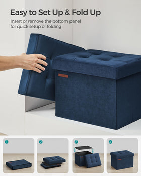 SONGMICS compact ottoman fits living rooms, bedrooms, dorms, and small spaces.