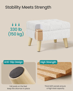 SONGMICS compact storage ottoman suitable as a small table.