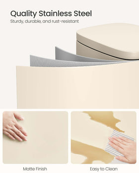 Songmics soft-close lid reduces noise while sealing odors.