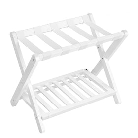 SongMics solid wood luggage rack ready to use with a sturdy top surface