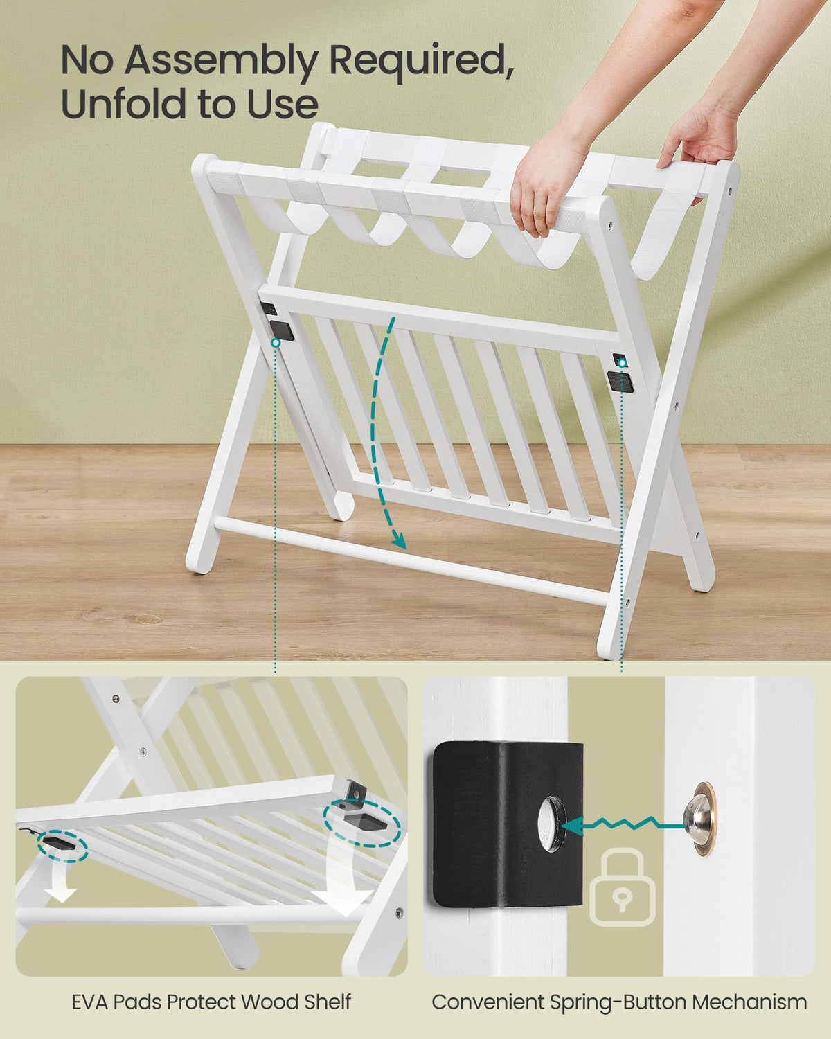 SongMics luggage rack top surface supporting luggage weight up to 150 lb