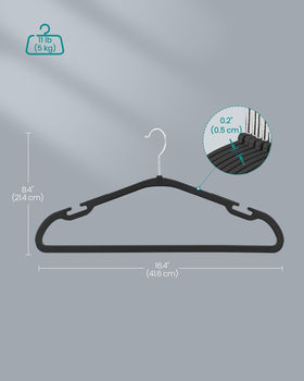 SongMics space-saving 0-2-inch thin profile hangers in ink black