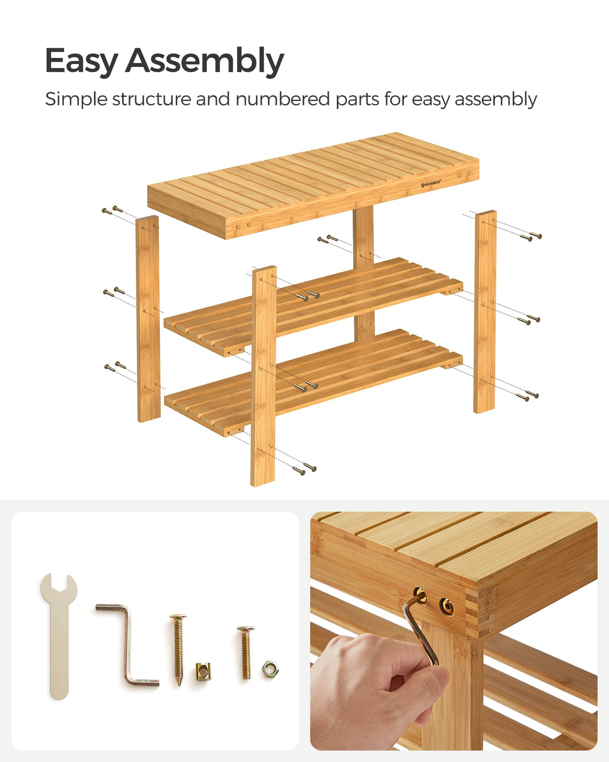 SONGMICS compact footprint helps organize tight spaces.