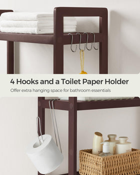 SONGMICS space-saving bathroom solution keeps essentials within easy reach above the toilet.