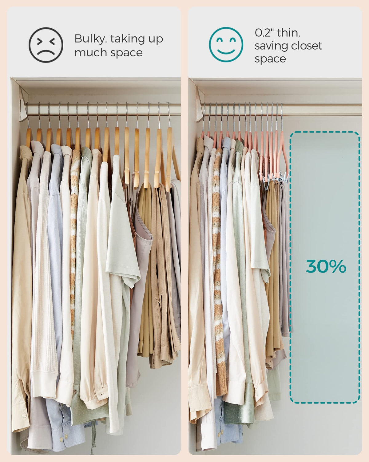 SONGMICS space-saving design helps maximize closet capacity.