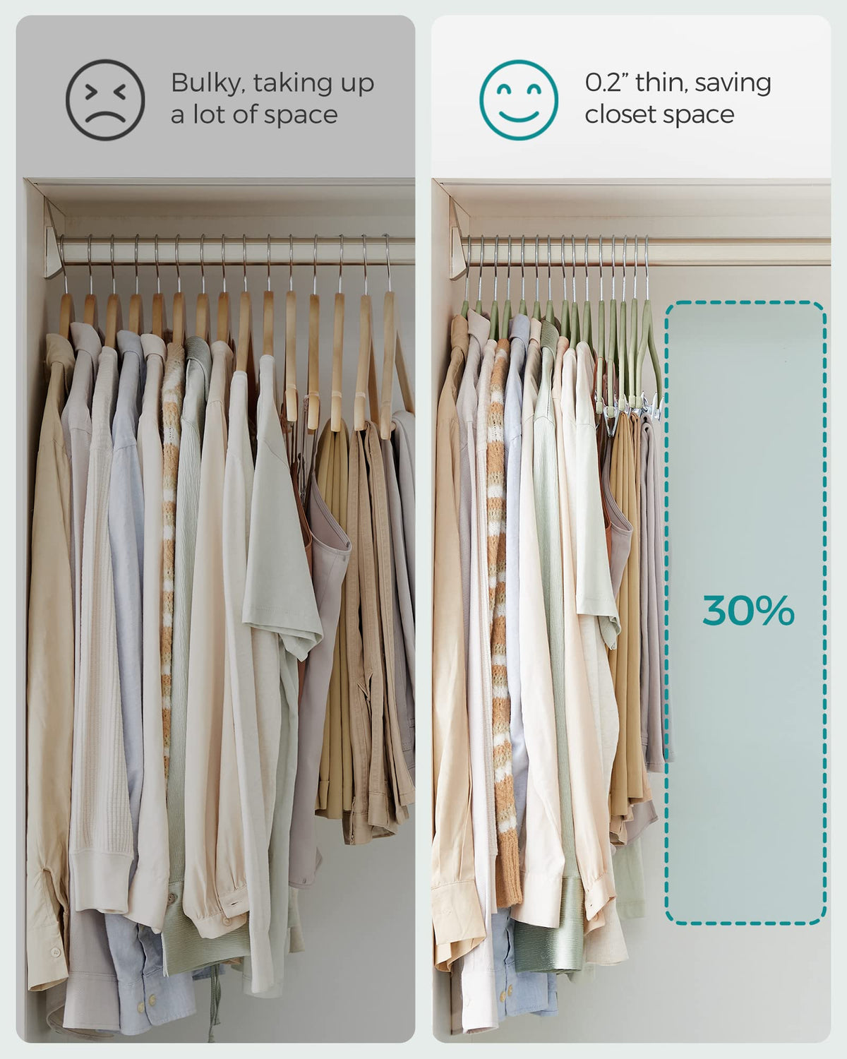 SONGMICS slim space-saving design keeps your closet organized and spacious.