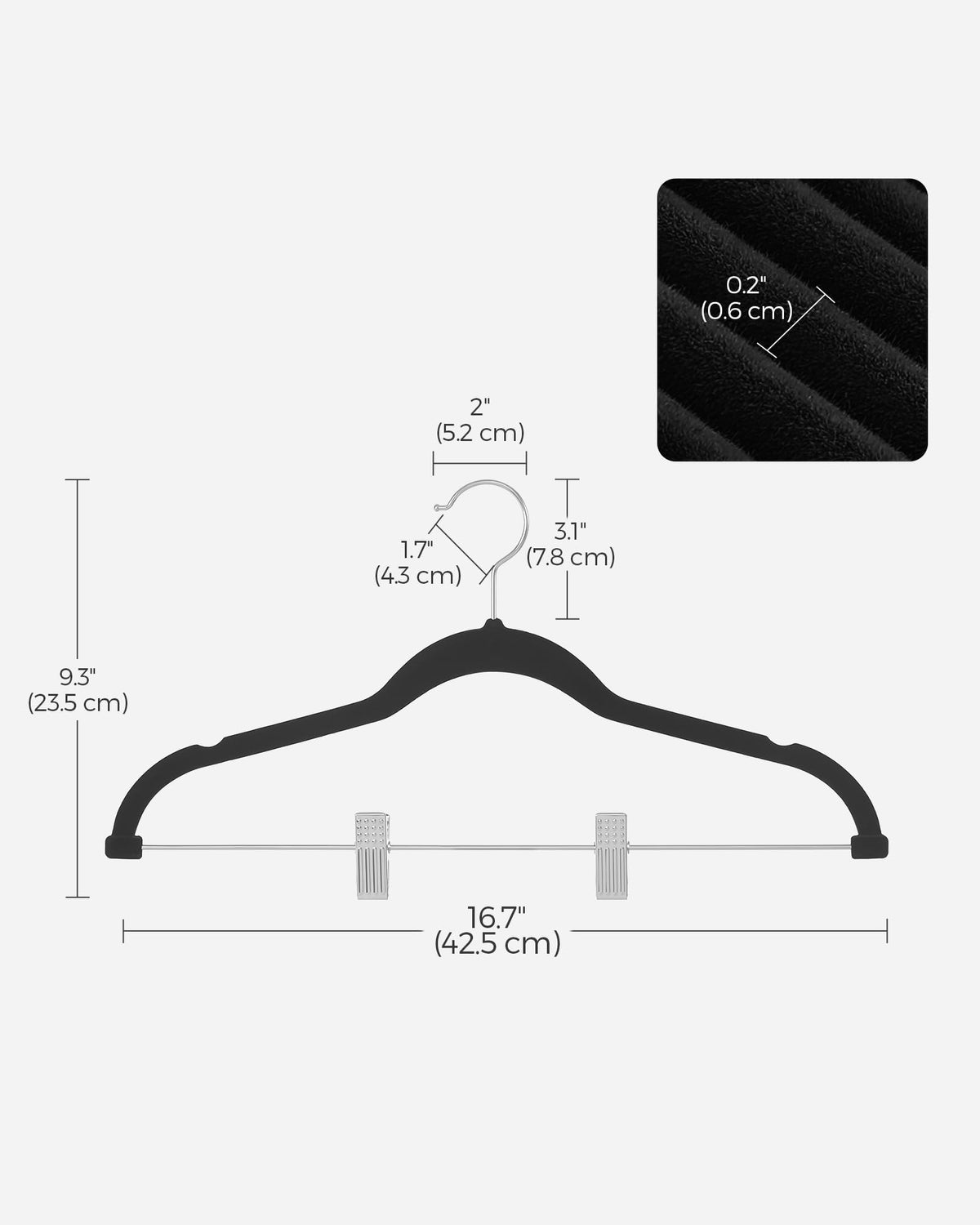 SongMics slim 0.2 inch design maximizes closet space efficiently