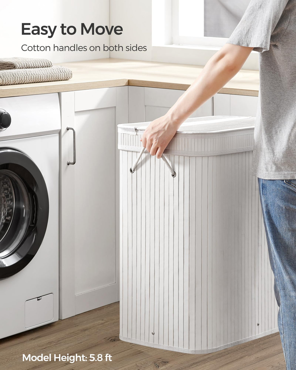 SongMics spacious 26.4-gallon hamper accommodates bulky items like blankets and towels.