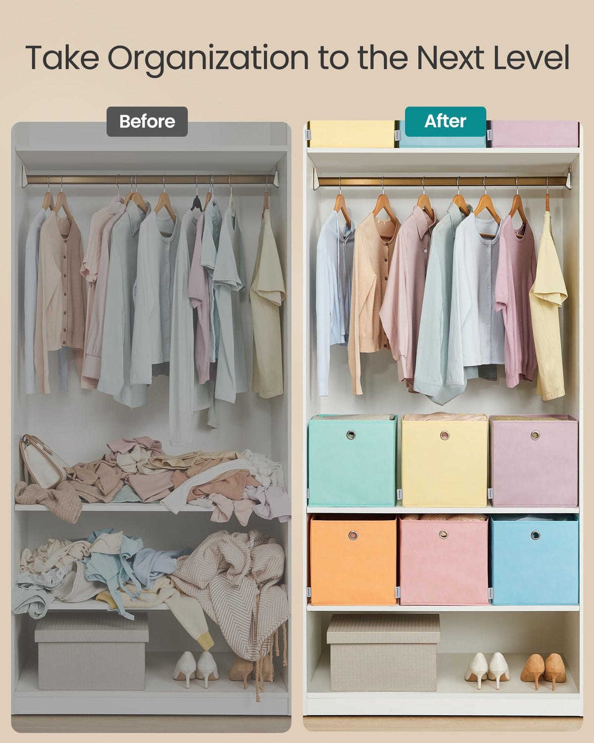 SONGMICS 11.8-inch square storage cubes for compact spaces.