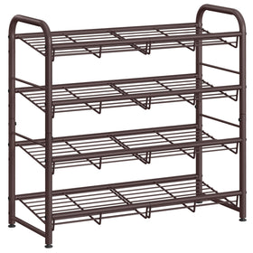 SongMics stackable shoe rack bronze finish with four sturdy shelves for compact closets