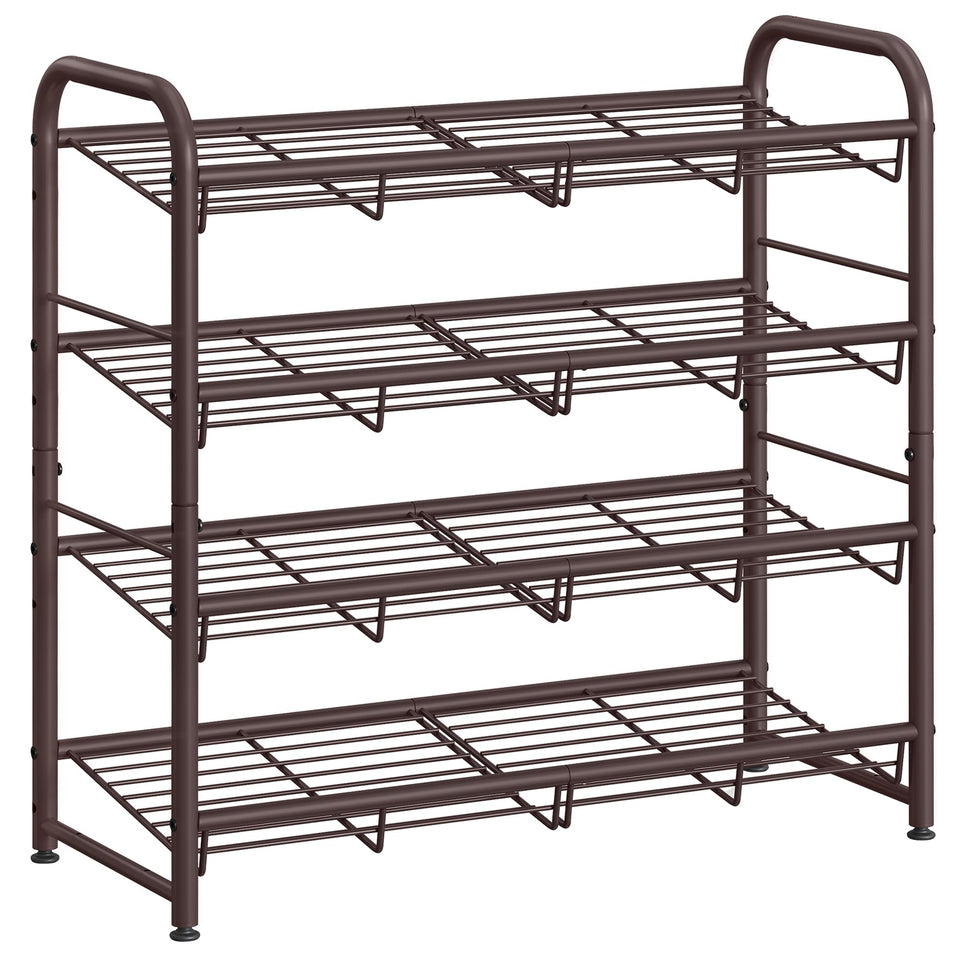 SongMics stackable shoe rack bronze finish with four sturdy shelves for compact closets