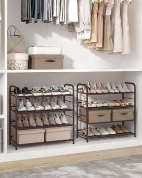 SongMics stackable rack shows adjustable shelves for level or tilt storage