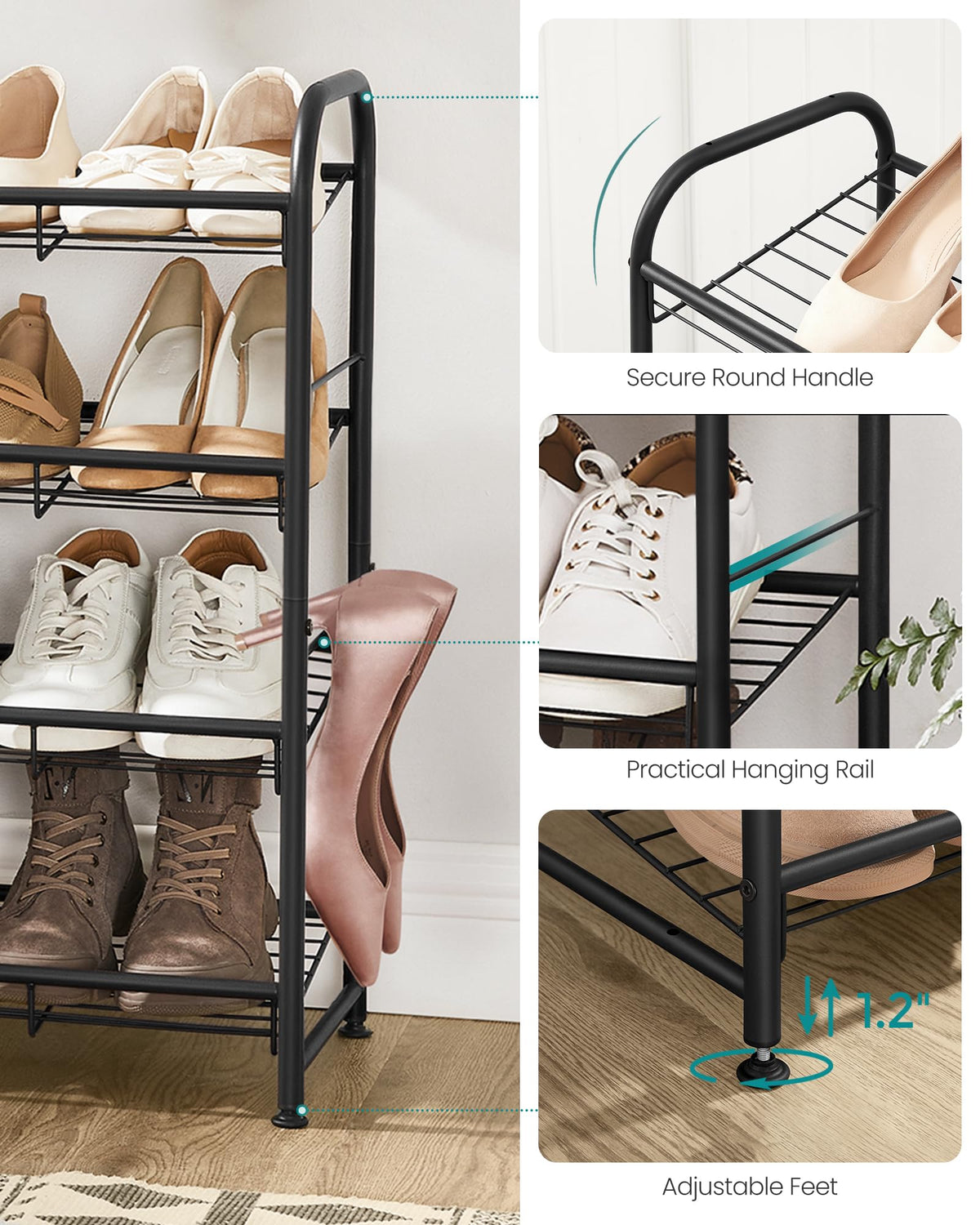SONGMICS stackable shoe rack anti-tip-kit includes wall anti-tip hardware for safer placement