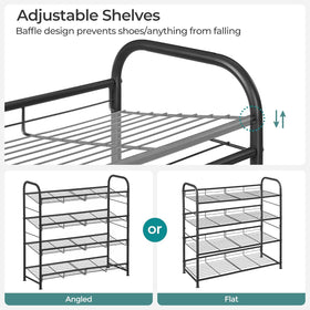 SONGMICS stackable shoe rack metal-frame-detail highlights the thick metal frame and durable grid design