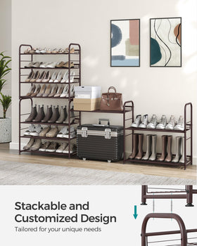 SongMics stackable shoe rack tilted configuration for customizable footprint
