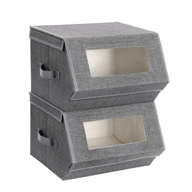 SONGMICS stackable storage bin with front window for quick content identification