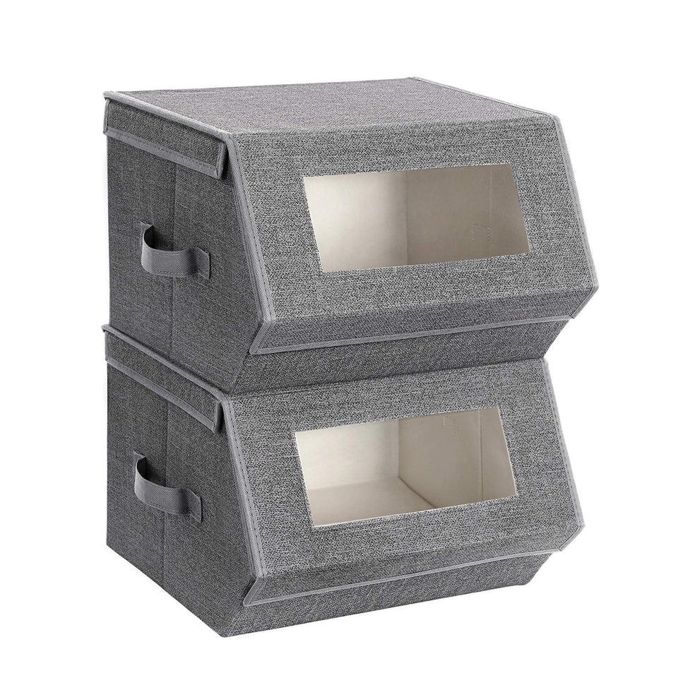 SONGMICS stackable storage bin with front window for quick content identification